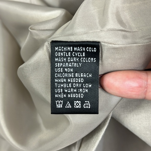 August Silk linen open face lined long sleeve blazer Sz L Taupe - Picture 8 of 9